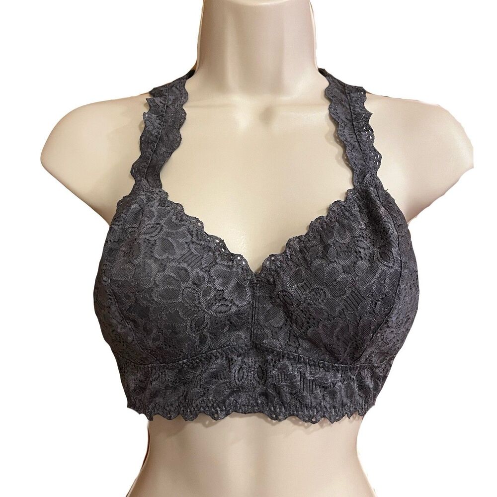 Felina Lingerie Lace Gray Bralette Feminine Babydoll Romantic Fairy Sz L